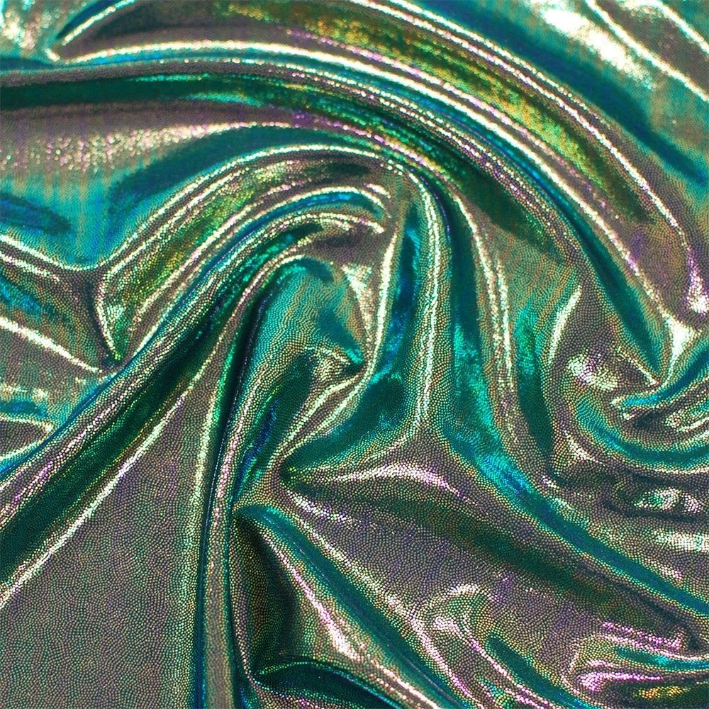 Two Tone Petrol Shine Foiled Stretch Lycra Fabric — Funki Fabrics