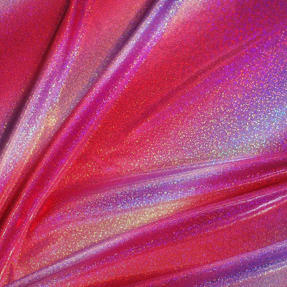 Cirrus Two Bias Hot Pink, Silver Hologram Stretch Fabric — Funki Fabrics