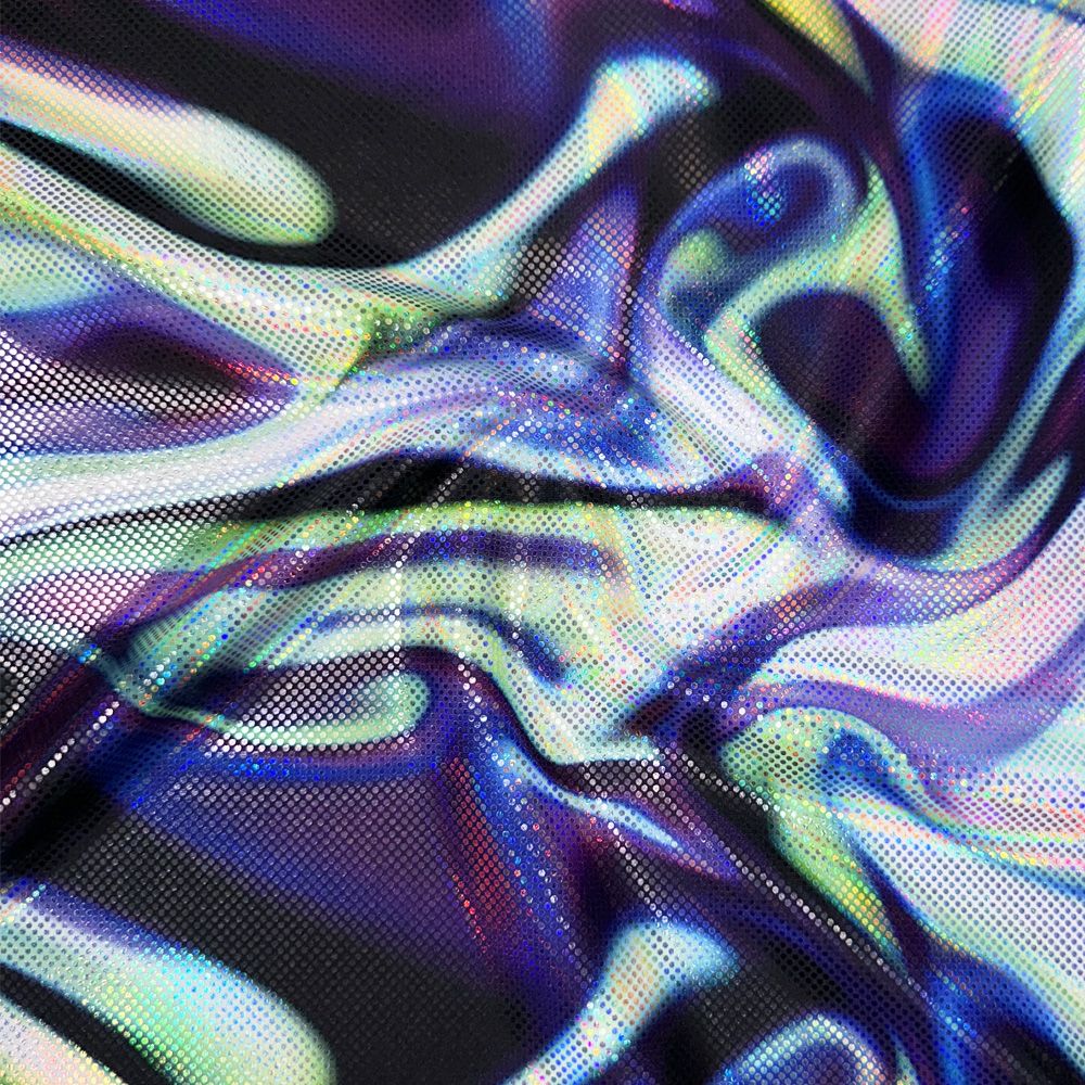 Slick Green Printed Zing Foil Stretch Fabric — Funki Fabrics