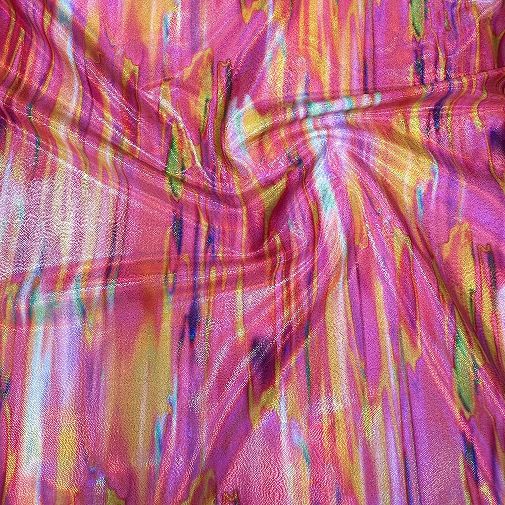 Streaky Blend Pink - Printed Lazer Shine Foil Stretch Fabric — Funki ...